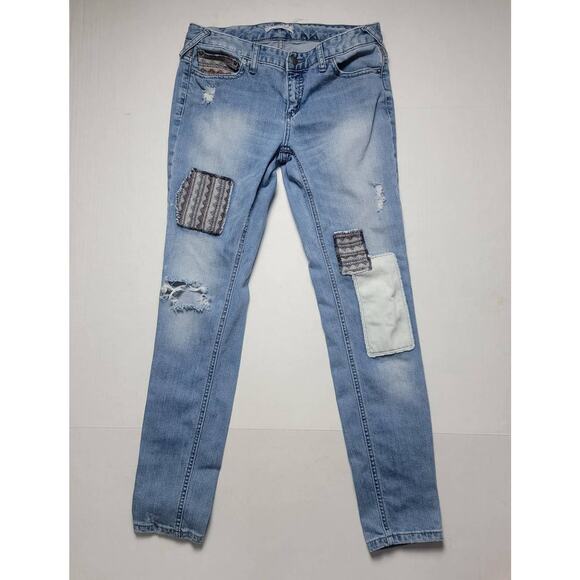 Free People Boho Patchwork Skinny Jeans SZ 28 - Picture 1 of 5